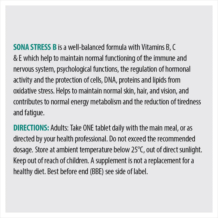 Sona Stress B Complex with Vitamin C & E (60) Energy and Wellbeing