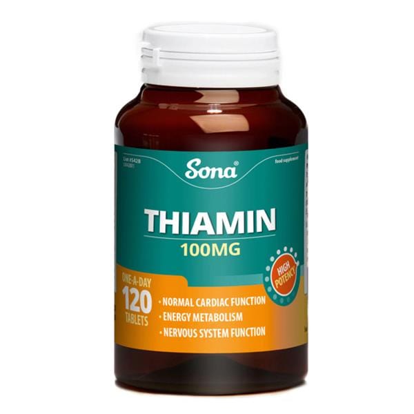 Sona Thiamin 100mg Vitamin B1 Tablets (120) Energy and Wellbeing