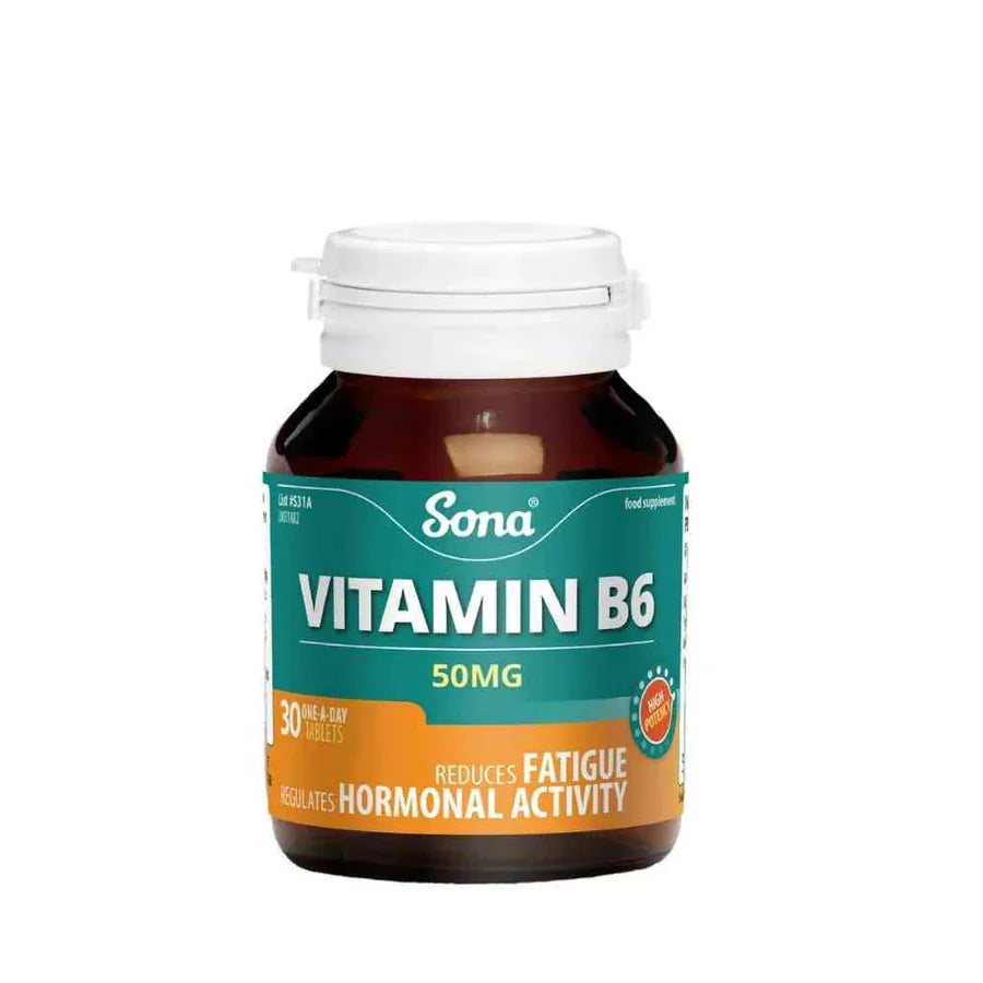Sona Vitamin B6 50mg Tablets 30 Energy and Wellbeing Sona Vitamin B6 50mg Tablets 60 | Energy & Hormonal Support