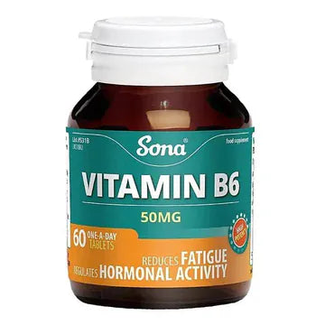Sona Vitamin B6 50mg Tablets 60 Energy and Wellbeing Sona Vitamin B6 50mg Tablets 60