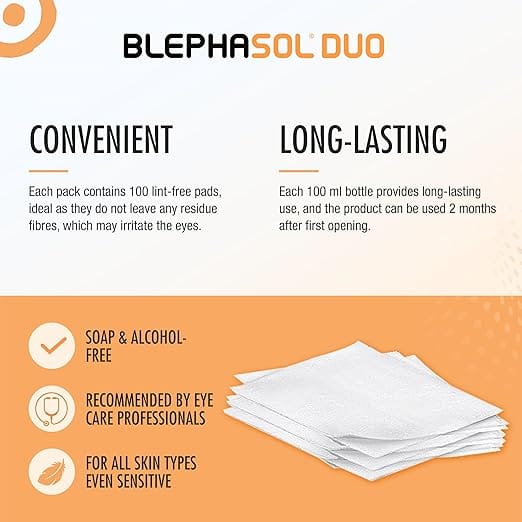 Blephasol Duo 100ml &amp; 100 Lint-Free Pads Eye Health Blephasol Duo 100ml &amp; 100 Pads | Eyelid Cleansing Solution | Lir Pharmacy
