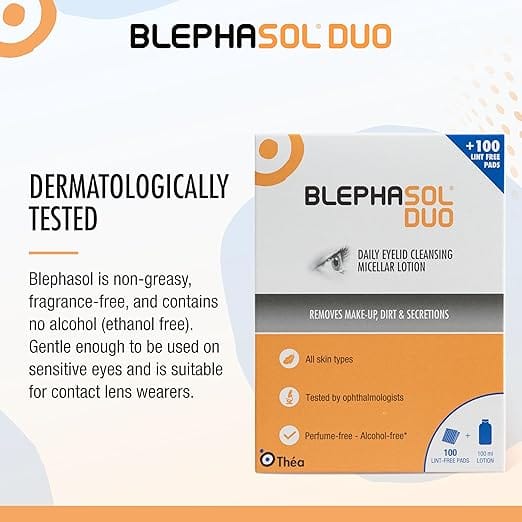 Blephasol Duo 100ml &amp; 100 Lint-Free Pads Eye Health Blephasol Duo 100ml &amp; 100 Pads | Eyelid Cleansing Solution | Lir Pharmacy