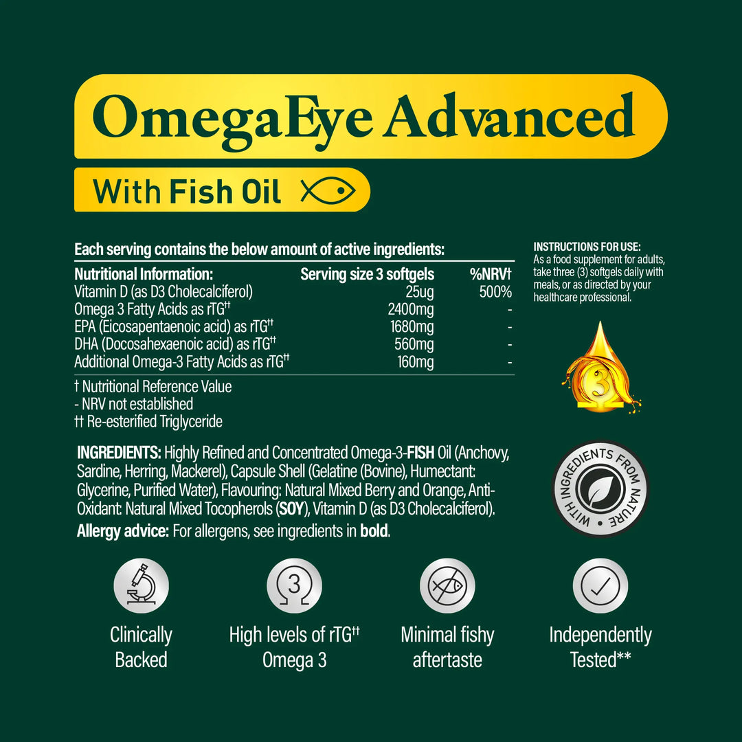 Eyetamins OmegaEye Advanced Capsules 90 Eye Health Eyetamins OmegaEye Advanced Capsules 90 | Omega-3 Vision Support Ireland