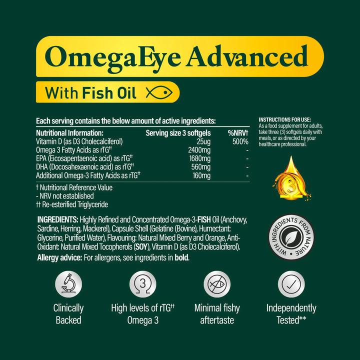 Eyetamins OmegaEye Advanced Capsules 90 Eye Health Eyetamins OmegaEye Advanced Capsules 90 | Omega-3 Vision Support Ireland