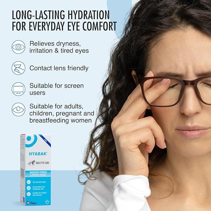 Hyabak 0.15% Sodium Hyaluronate Dry Eye Drops Eyes and Ears Hyabak 0.15% Sodium Hyaluronate Dry Eye Drops