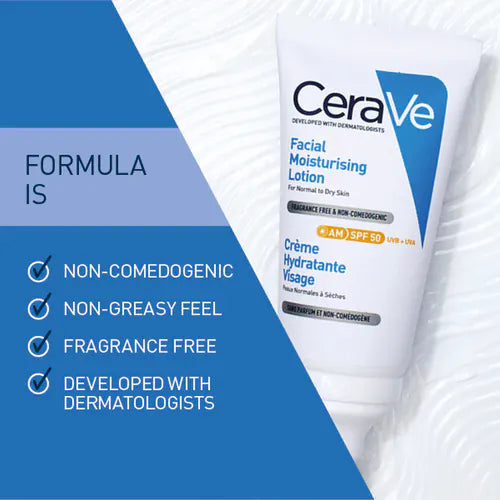 CeraVe AM Facial Moisturising Lotion SPF50 52ml Face Care CeraVe AM Facial Moisturising Lotion SPF50 52ml | SPF Moisturiser Ireland