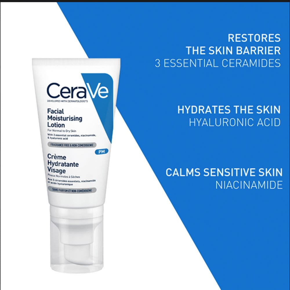 CeraVe PM Facial Moisturising Lotion 52ml Face Care CeraVe PM Facial Moisturising Lotion 52ml | Night Moisturiser Ireland