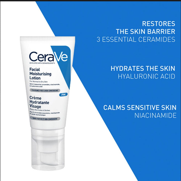 CeraVe PM Facial Moisturising Lotion 52ml Face Care CeraVe PM Facial Moisturising Lotion 52ml | Night Moisturiser Ireland