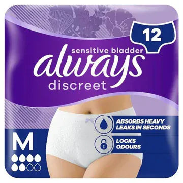 Always Discreet Pants Normal Medium 12 Pack Feminine Care Always Discreet Pants Normal Medium 12 Pack