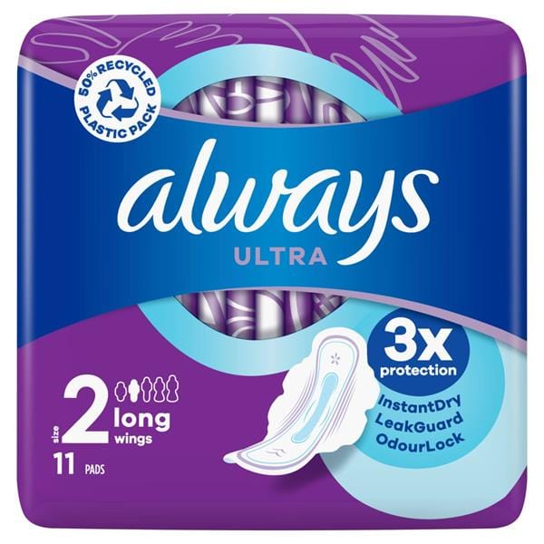 Always Ultra Long (Size 2) Sanitary Pads With Wings (11) Feminine Care