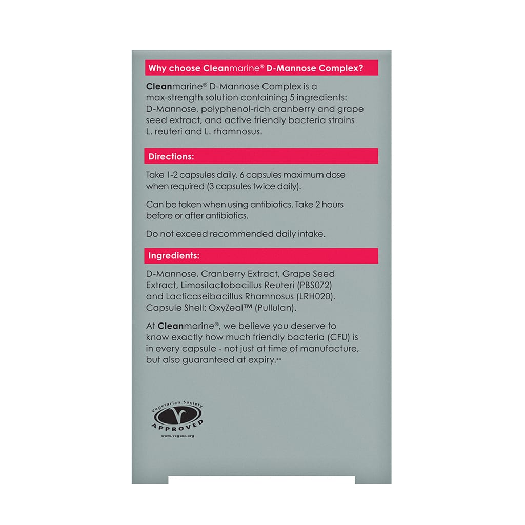 Cleanmarine D-Mannose Complex 60 Capsules Feminine Care Cleanmarine D-Mannose Complex 60 Capsules