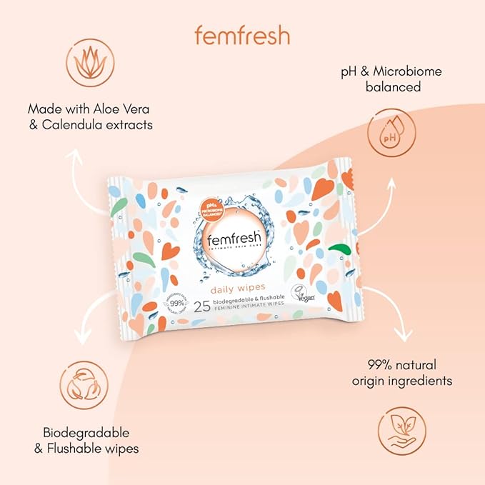 Femfresh Intimate Skincare Freshening & Soothing Wipes (25) Feminine Care