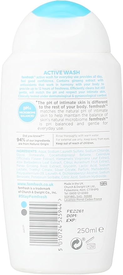 Femfresh Ultimate Care Active Wash 250ml Feminine Douches & Creams