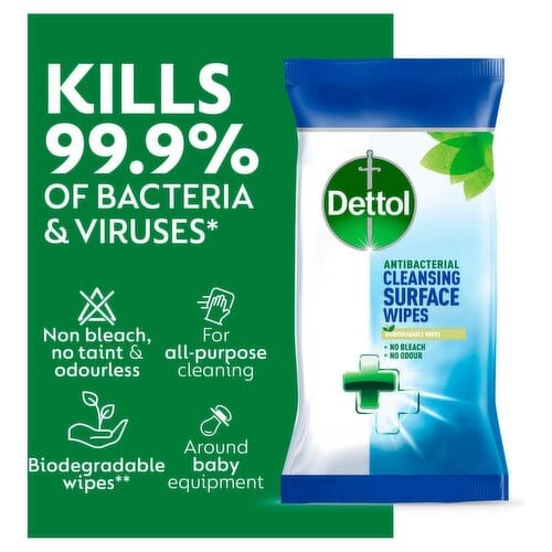 Dettol Anti-Bacterial Cleansing Surface Wipes - Value Pack (72's) First Aid