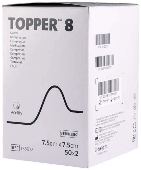 Topper 8 Non Sterile Gauze Swabs 7.5 X 7.5cm (100) First Aid