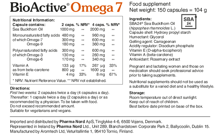 BioActive Omega-7 with Sea Buckthorn Oil 150 Fish Oils