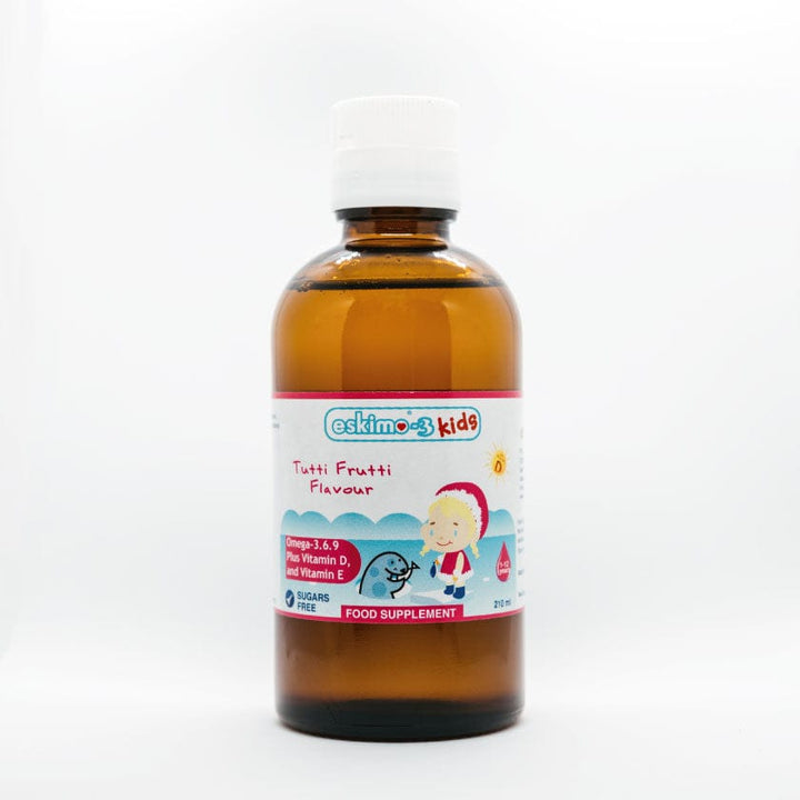 Eskimo-3 Kids with Omega 3, 6, 9 plus Vitamin D & E Tutti Frutti Flavour (210ml) Fish Oils