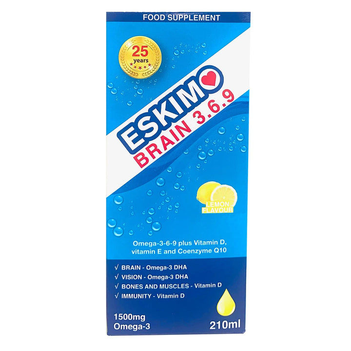 Eskimo Brain Omega 3, 6 & 9 Fish Oils with CoQ10 Liquid (210ml) Fish Oils