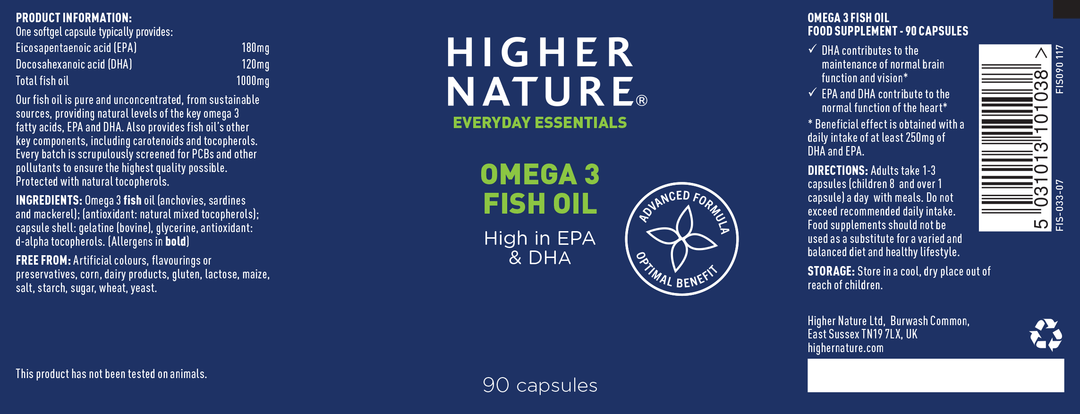 Higher Nature Omega 3 Fish Oils (90) Fish Oils