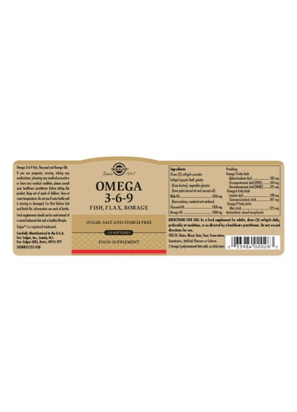 Solgar Omega 3-6-9 (120) Fish Oils