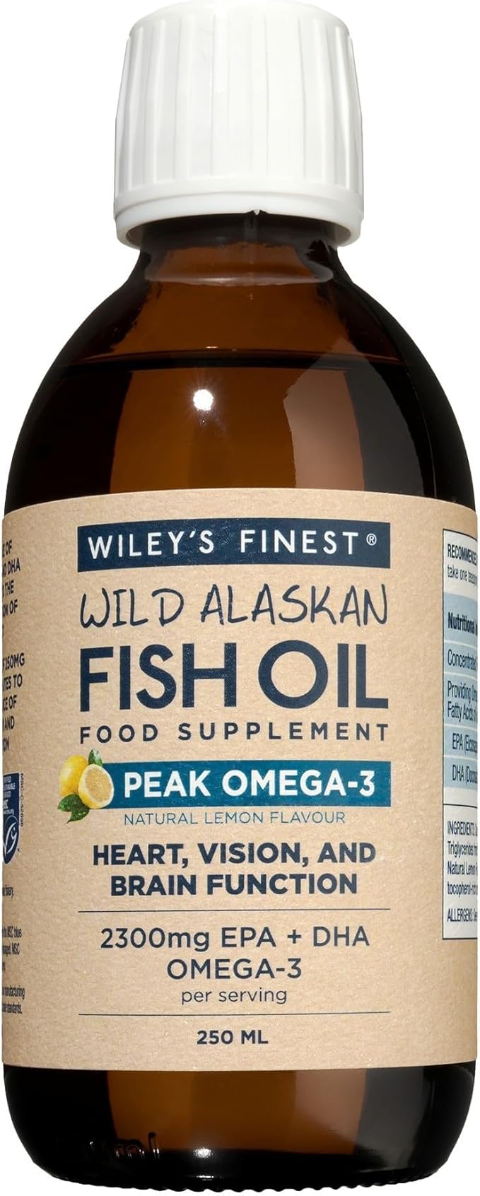 Wiley's Finest Peak Omega-3 Wild Alaskan Fish Oil Liquid 250 ml Fish Oils Wiley's Finest Peak Omega-3 Liquid 250 ml | 2300 mg EPA DHA