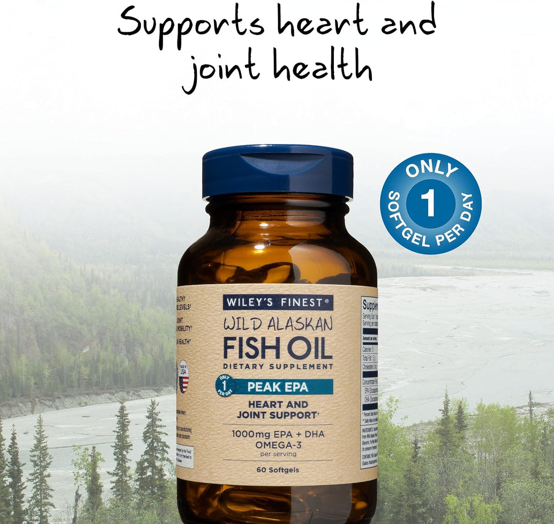 Wiley’s Finest Wild Alaskan Fish Oil ~ Peak EPA (60) Fish Oils