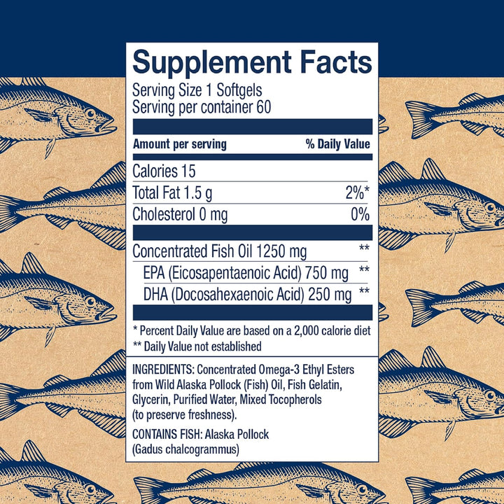 Wiley’s Finest Wild Alaskan Fish Oil ~ Peak EPA (60) Fish Oils