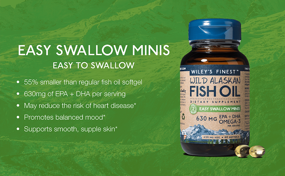 Wileys Finest Wild Alaskan Fish Oil ~ Easy Swallow Minis (60) Fish Oils