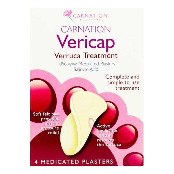 Carnation Footcare Vericap Verruca Treatment - 4 Medicated Plasters Footcare