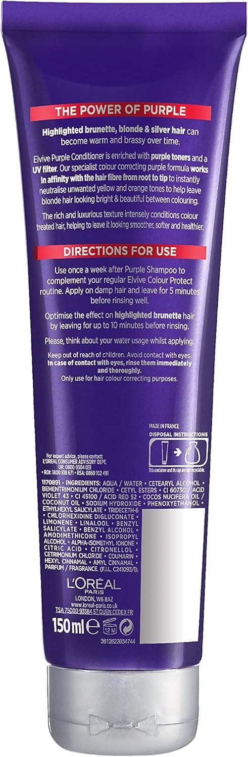 L'Oreal Elvive Colour Protect Purple Conditioner 150ml HAIRCARE L'Oreal Elvive Colour Protect Purple Conditioner 150ml