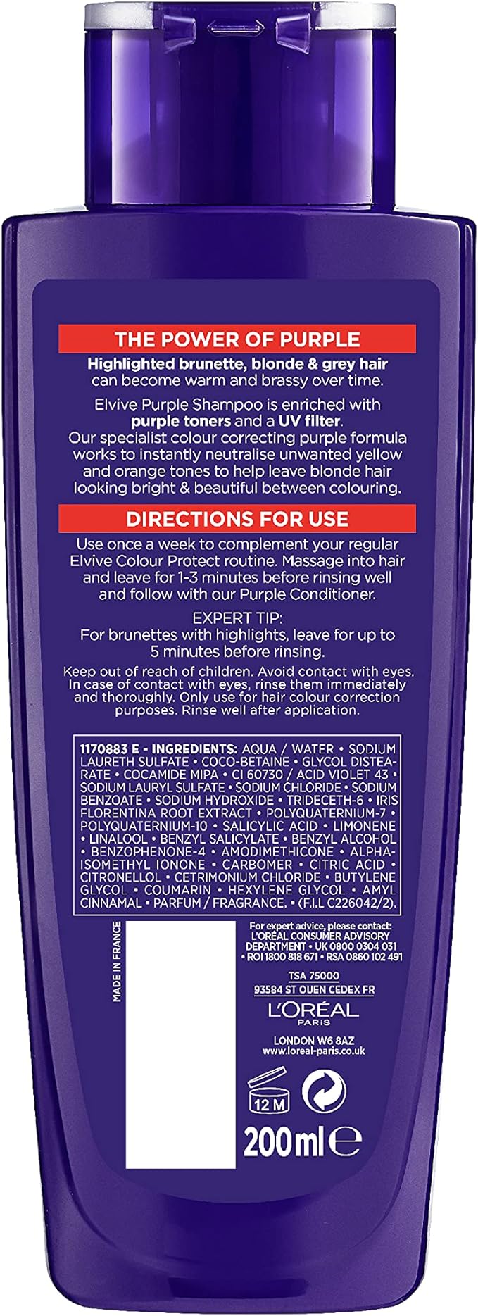 L'Oreal Elvive Colour Protect Purple Shampoo 200ml HAIRCARE L'Oreal Elvive Colour Protect Purple Shampoo 200ml