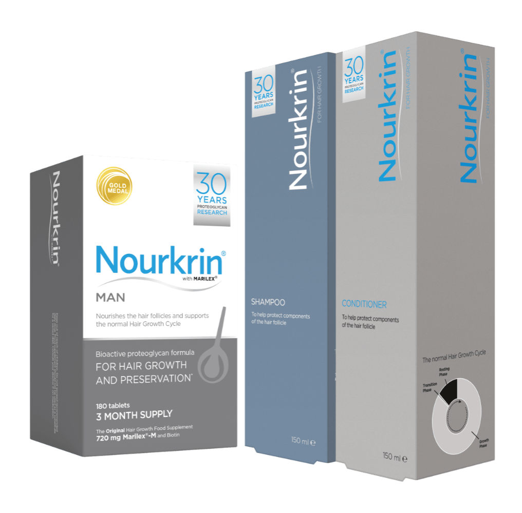Nourkrin Man 3 Month Supply (180 Tablets) + FREE Shampoo & Conditioner Haircare Nourkrin Man 180 Tablets + FREE Shampoo | Hair Growth Support
