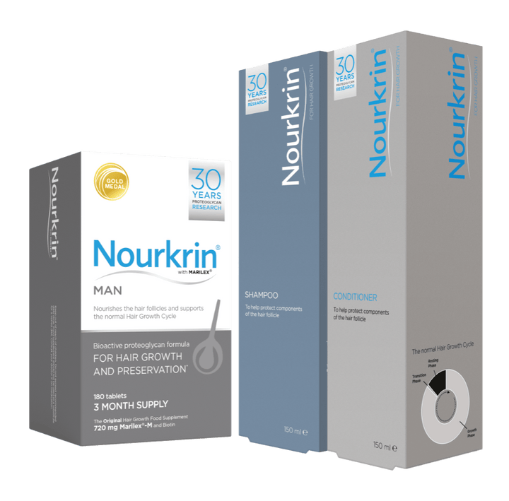 Nourkrin Man 3 Month Supply (180 Tablets) + FREE Shampoo &amp; Conditioner Haircare Nourkrin Man 180 Tablets + FREE Shampoo | Hair Growth Support