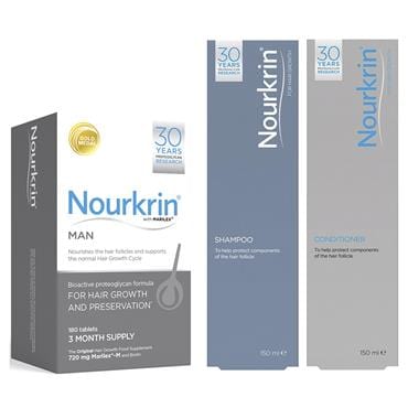 Nourkrin Man - 3 Months Supply (180) FREE Shampoo & Conditioner Haircare