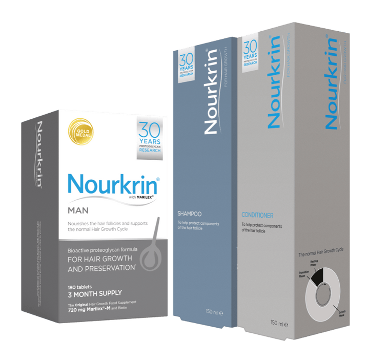 Nourkrin Man - 3 Months Supply (180) FREE Shampoo & Conditioner Haircare