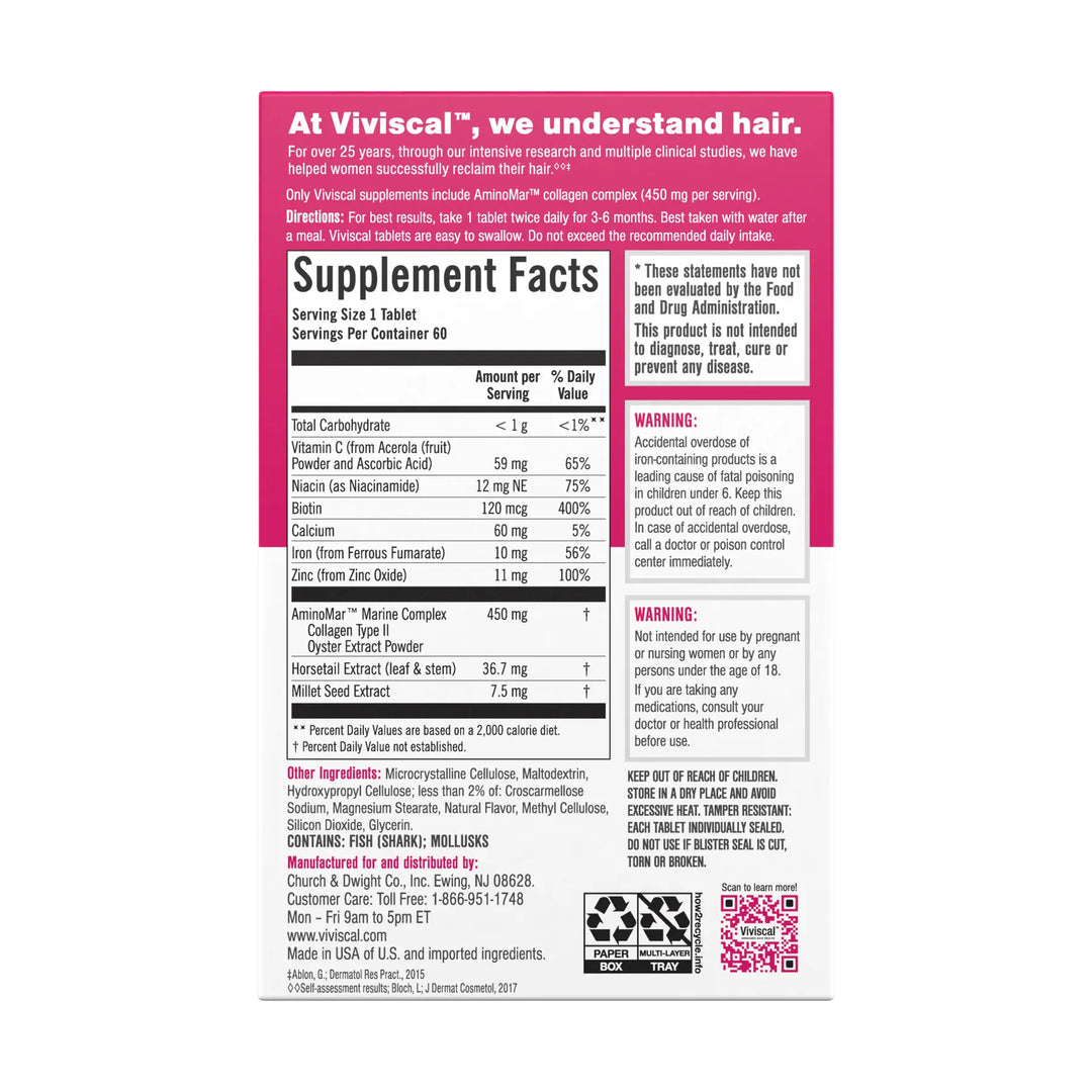 Viviscal Max Strength Hair Supplement 60 Tablets Haircare Viviscal Max Strength Hair Supplement 60 Tablets | Two Month Supply
