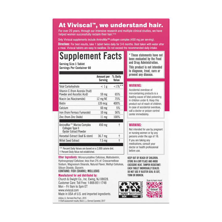 Viviscal Max Strength Hair Supplement 60 Tablets Haircare Viviscal Max Strength Hair Supplement 60 Tablets | Two Month Supply