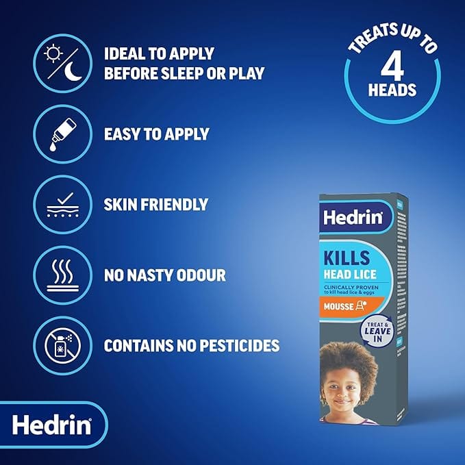 Hedrin Treat & Go Head Lice Mousse 100ml Head Lice