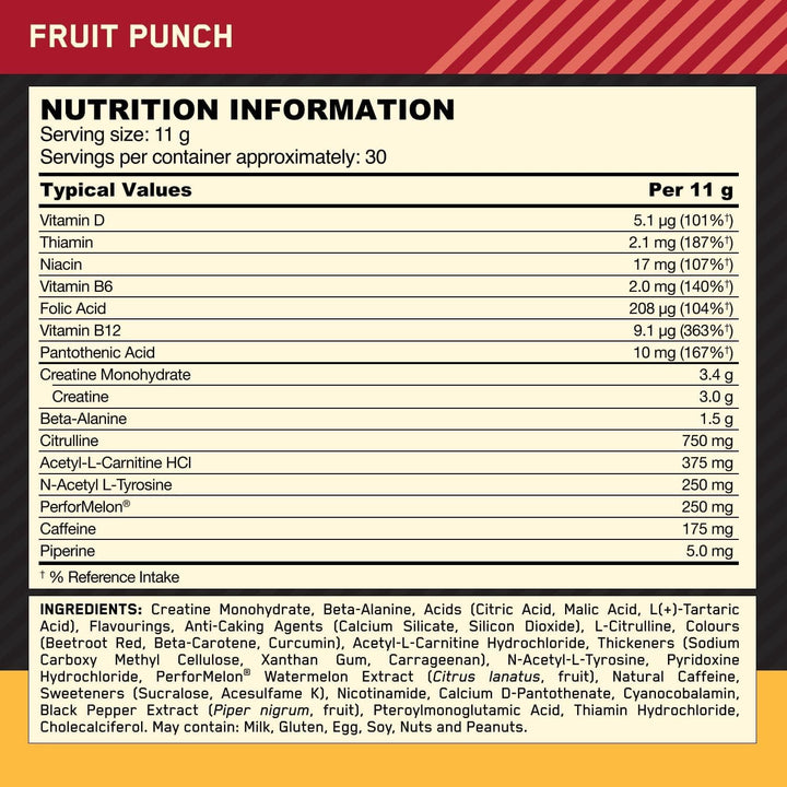 Optimum Nutrition Gold Standard Pre-WorkOut Fruit Punch (330g) Health Food