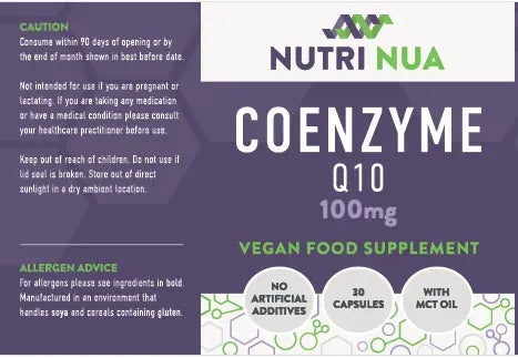 Nutri Nua Co-enzyme Q10 100mg 30 Capsules Heart Health Nutri Nua Co-Enzyme Q10 100mg | CoQ10 with MCT Oil | Lir Pharmacy
