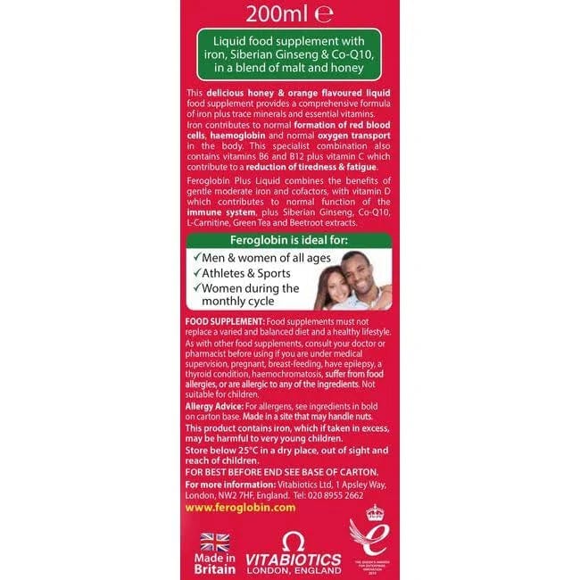 Vitabiotics Feroglobin Plus Liquid 200ml Heart Health