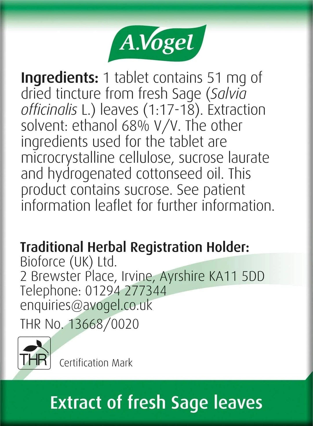 A Vogel Menoforce Sage Tablets (30) Herbal Remedies