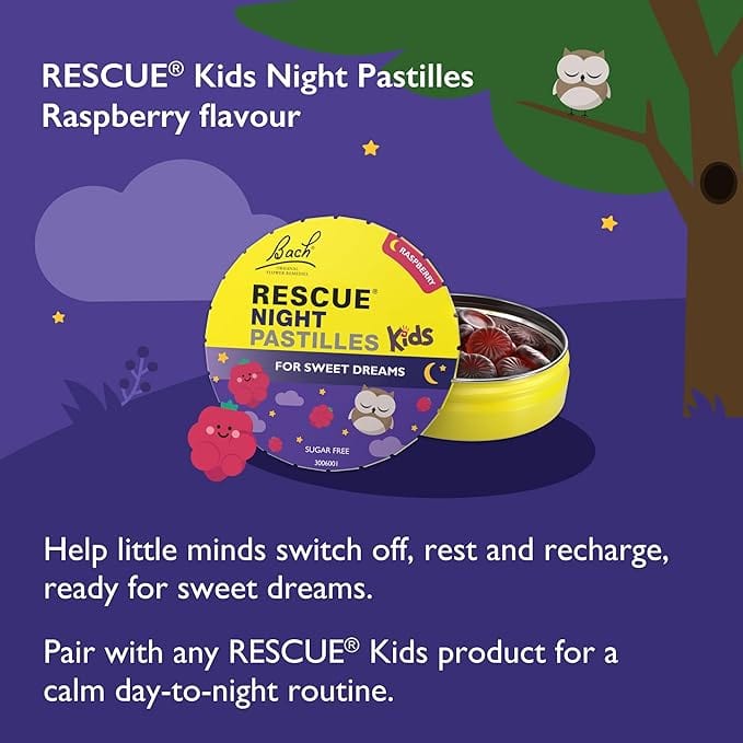 Bach Rescue Kids Remedy Night Pastilles Raspberry 50g Herbal Remedies Bach Rescue Kids Remedy Night Pastilles Raspberry 50g