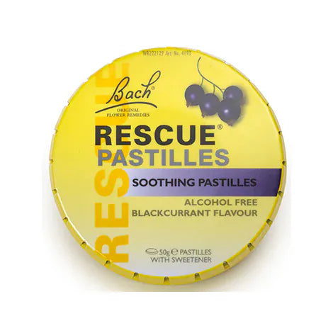 Bach Rescue Remedy Blackcurrant Pastilles 50g Herbal Remedies Bach RESCUE® Remedy Blackcurrant Pastilles 50g | Lir Pharmacy