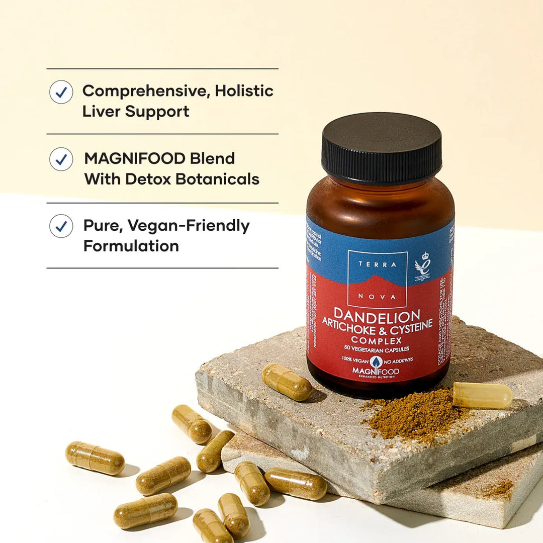Terranova Dandelion, Artichoke &amp; Cysteine Complex 50 Capsules Herbal Remedies Terranova Dandelion Artichoke Cysteine Complex 50 | Herbal Supplement Ireland