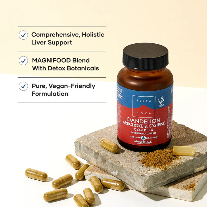 Terranova Dandelion, Artichoke &amp; Cysteine Complex 50 Capsules Herbal Remedies Terranova Dandelion Artichoke Cysteine Complex 50 | Herbal Supplement Ireland