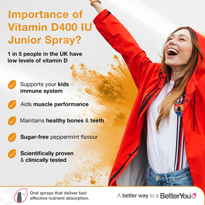 BetterYou D400 Junior Vitamin D Oral Spray 15 ml Immune System BetterYou D400 Junior Vitamin D Spray 15ml | Kids Vitamin D