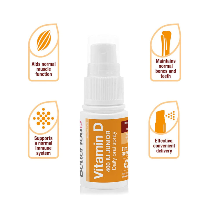 D 400IU Junior Vitamin D Oral Spray, Better You (15ml) Immune System