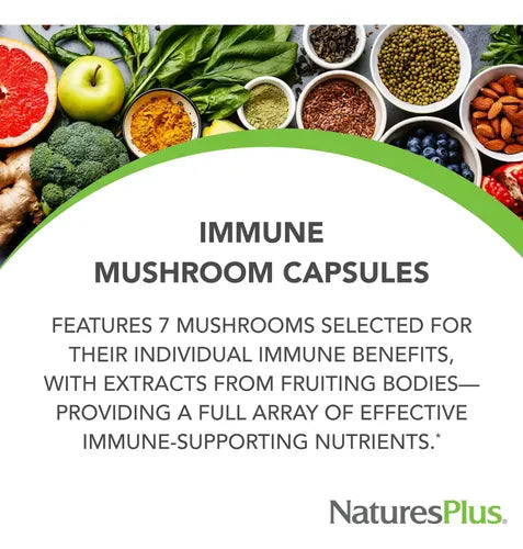 Natures Plus Immune Mushroom 60 Capsules Immune System Natures Plus Immune Mushroom 60 Capsules | Mushroom Complex with Vitamin D Ireland