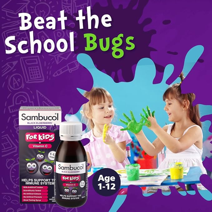 Sambucol Liquid For Kids with Vitamin C (120ml) & FREE Effervescent 15s Immune System